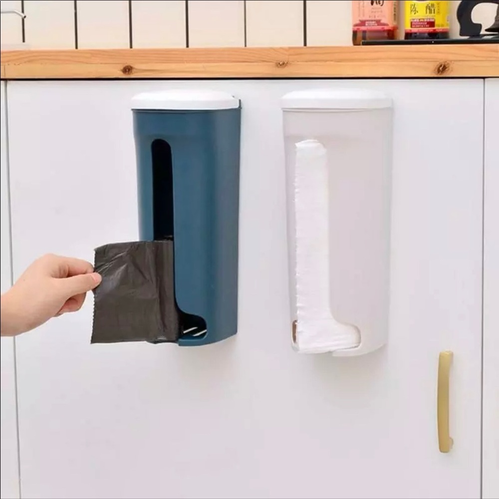 Wall Mounted Plastic Bag Storage Box Trash Bag Dispenser Garbage Bag Hol…